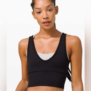 lululemon athletica Black V‑Neck Longline Sports Bra Size 4